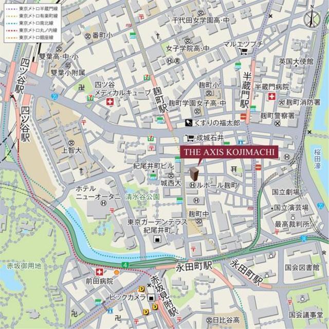 ＴＨＥ　ＡＸＩＳ　ＫＯＪＩＭＡＣＨＩ（602） 地形図・案内図