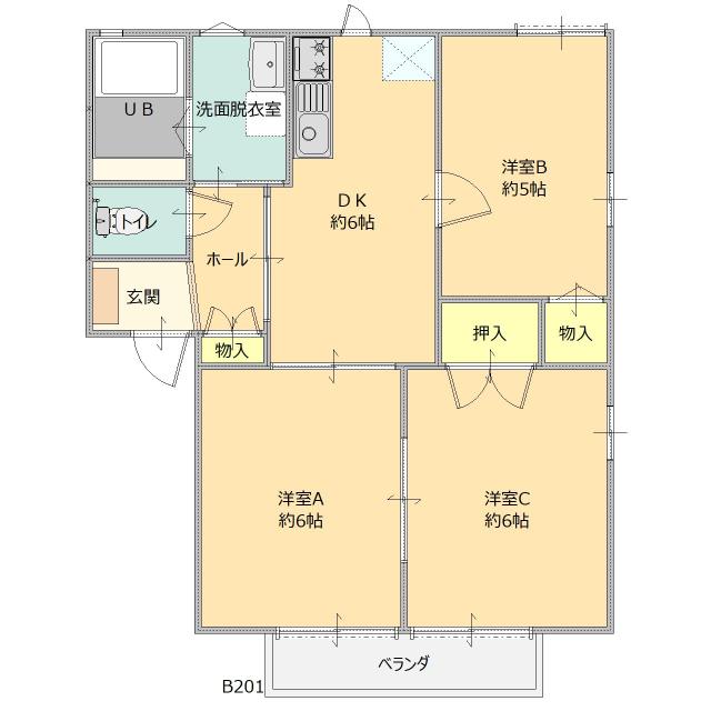 リバーサイド佐野（B-101） 間取り図画像