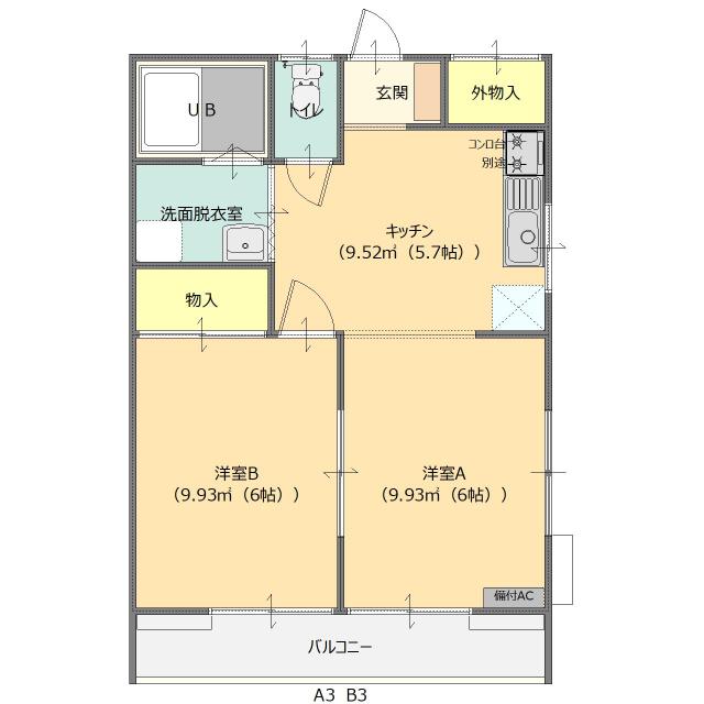 石渡コーポA（3） 間取り図画像