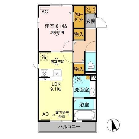 タウンコートⅡ八幡（205） 間取り図画像