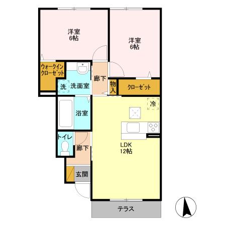 ロイヤルガーデン　Ｄ（102） 間取り図画像