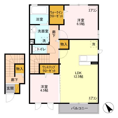 カーサ　デルソーレ　Ｂ（203） 間取り図画像