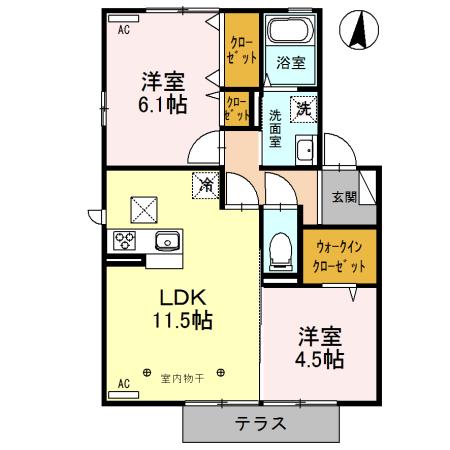 Ｈｕｉｔ Ｅｓｔ　Ｆ（105） 間取り図画像