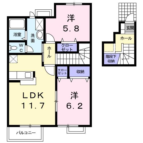 ハーモニウエストＡ（202） 間取り図画像
