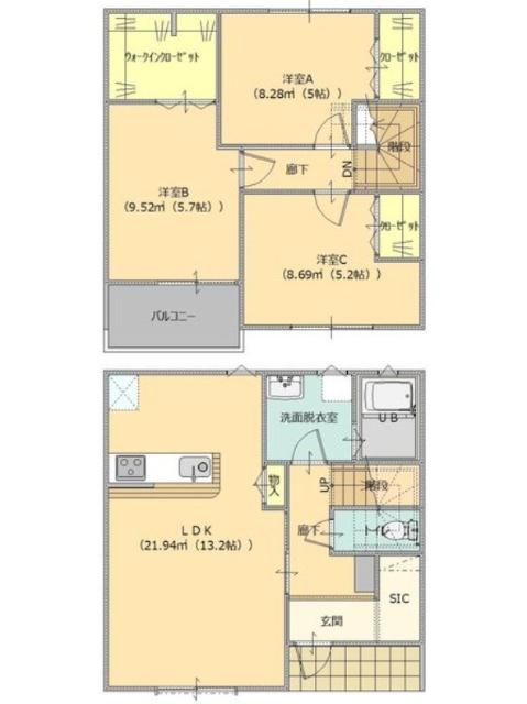 佐野市上台町中古アパート 間取り図画像