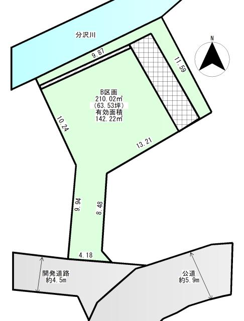 小田原市北ノ窪　B区画　63坪〜（相模沼田駅） 区画図