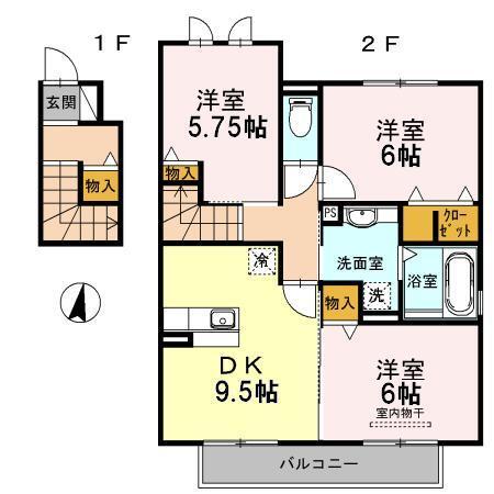 ルミエール　Ａ棟（201） 間取り図画像