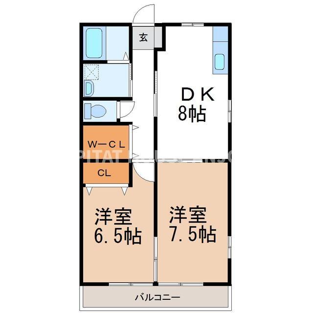 レトア亀山B（202） 間取り図画像