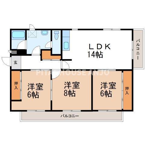 ユートピア東照苑（3B） 間取り図画像