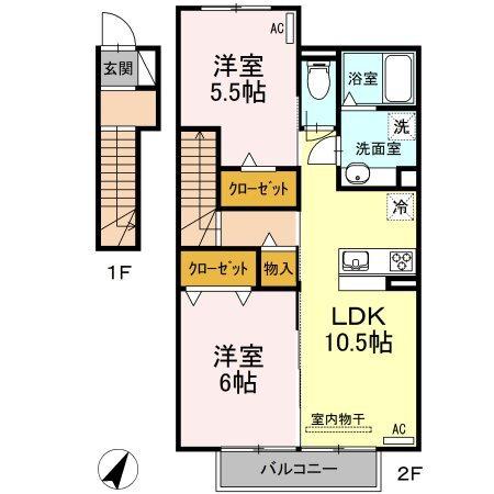 フローラＢ（201） 間取り図画像