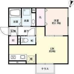 スカイコートB棟（105） 間取り図画像