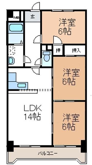 パールスクエア（4-B） 間取り図画像