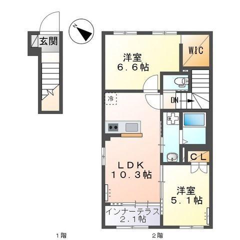 メゾン・テ・ヴェール（206） 間取り図画像
