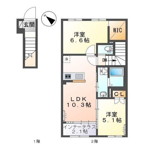 メゾン・テ・ヴェール（203） 間取り図画像