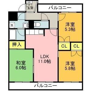 エスペランス池浦B（402） 間取り図画像