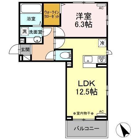 ヒュッゲ大山（201） 間取り図画像