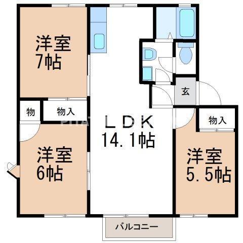 アメニティー住吉　Ｅ（202） 間取り図画像