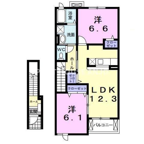 アンソレイユ西山Ⅰ（202） 間取り図画像