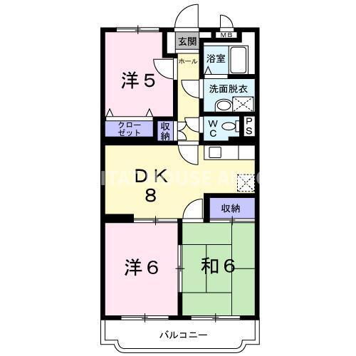 ファミールＫ向山Ⅱ（1-D） 間取り図画像