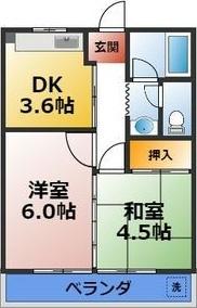 ハイツグリーンヒルA・B（A201） 間取り図画像