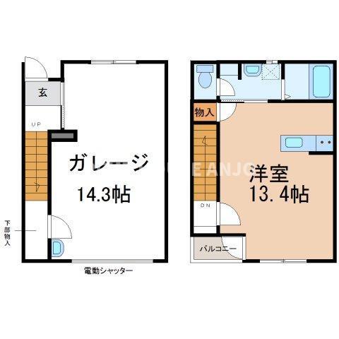 Garage Villa 米津（101） 間取り図画像