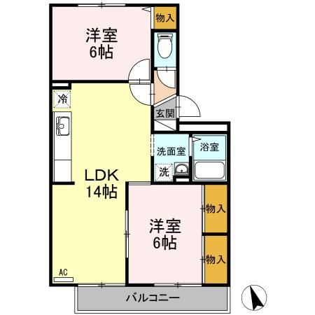 クレージュ中村（202） 間取り図画像