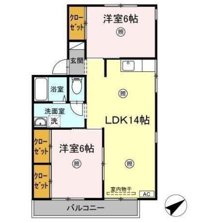 セジュール大田　B棟（201） 間取り図画像