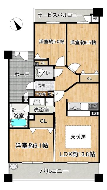 グランファースト千里桃山台3号棟（603） 間取り図画像