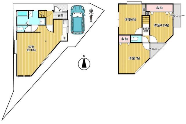 吹田市　山田東１　中古戸建 間取り図画像