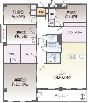 千里高野台ハイツ 間取り図画像