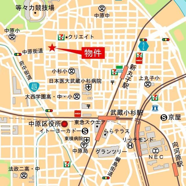 ＧＯＴＥＮ　武蔵小杉（602） 地形図・案内図