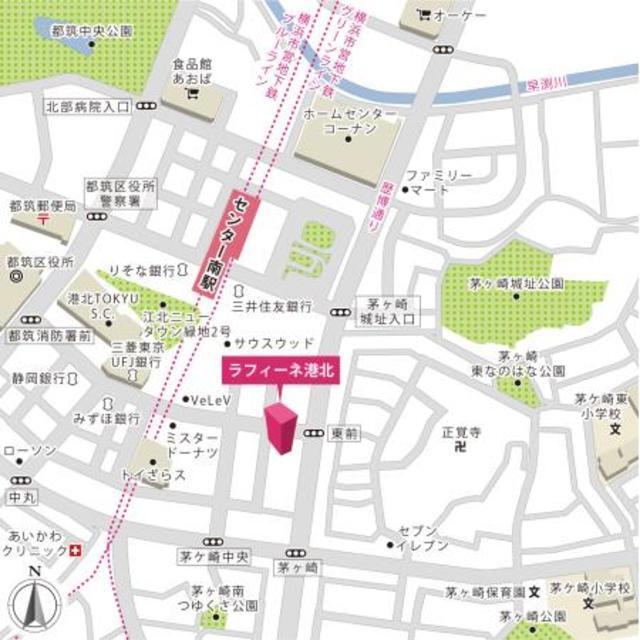 ラフィーネ港北（306） 地形図・案内図