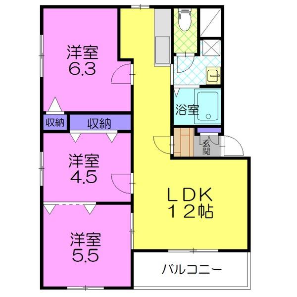 華美が丘六番館（201） 間取り図画像