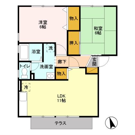 ネオ・アヴァンセ五代　伍番館（102） 間取り図画像
