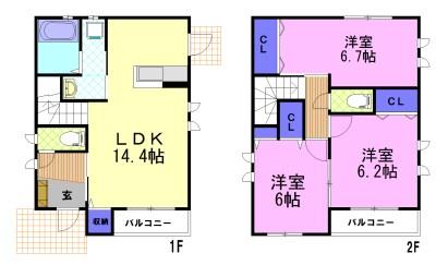 K＆Mヤナゼ D（1） 間取り図画像