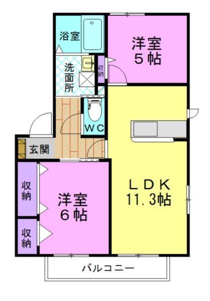 エバーグリーン A（201） 間取り図画像