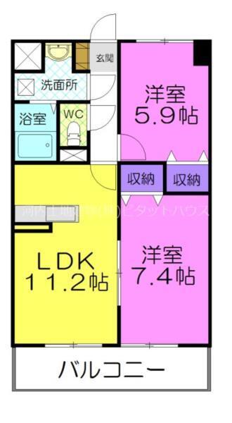 フォレストY＆M雀宮 A棟（203） 間取り図画像