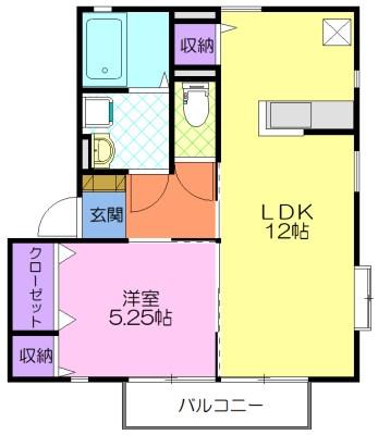 ヴィラ・デ・カロー B（101） 間取り図画像