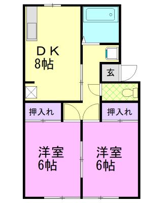 宇都宮市越戸町アパート 間取り図画像