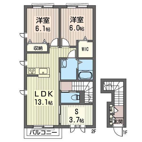 ヴィアソーレ B（202） 間取り図画像