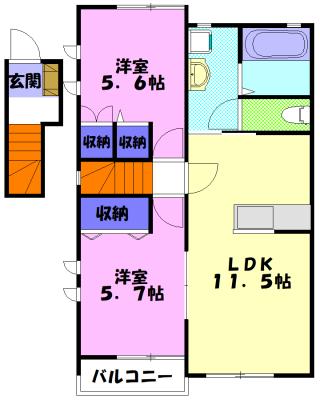 J・ウエスト B（202） 間取り図画像