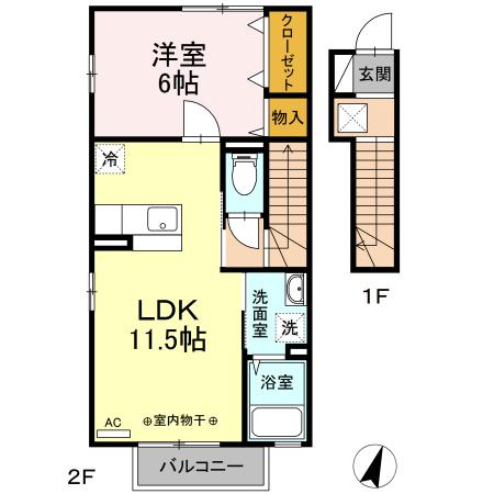 グレイスコート清原台　Ｂ（205） 間取り図画像