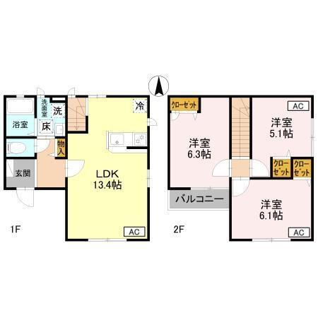 カッシーヤ鶴田　C棟（1） 間取り図画像