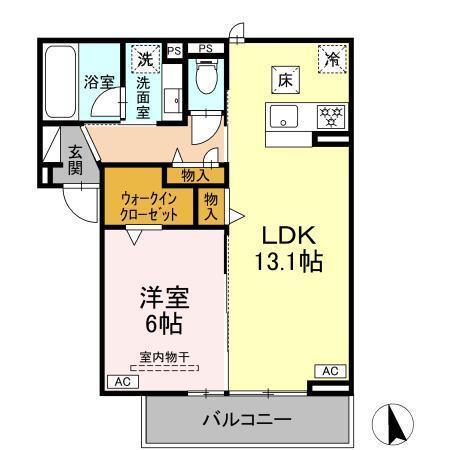 プライムテラス上六名（102） 間取り図画像