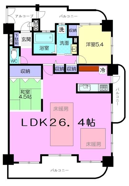 ガーデンヒルズ北野壱番館　間取　１ＬＤＫ