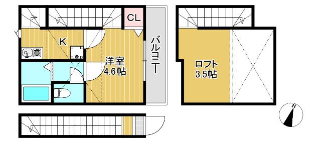 ロフト付き1K☆