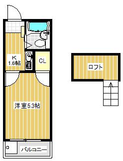 ロフト付1K☆
