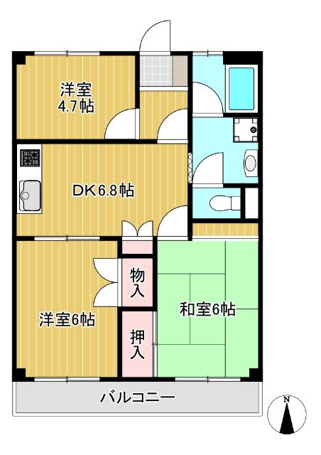 反転タイプの3DK