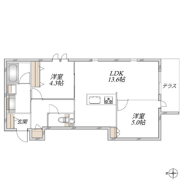 尼崎市南塚口町２丁目へーベルメゾン西棟（102） 間取り図画像