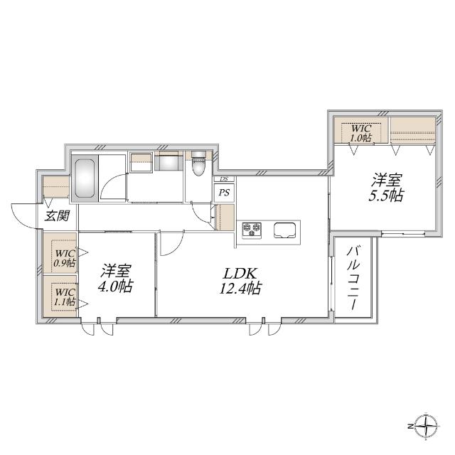 尼崎市南塚口町２丁目へーベルメゾン西棟（201） 間取り図画像